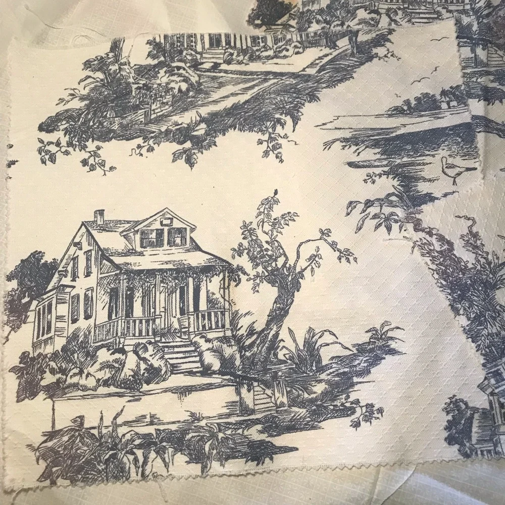 Classic Delft Blue Toile Cotton Home Accent Fabric  4 Blocks